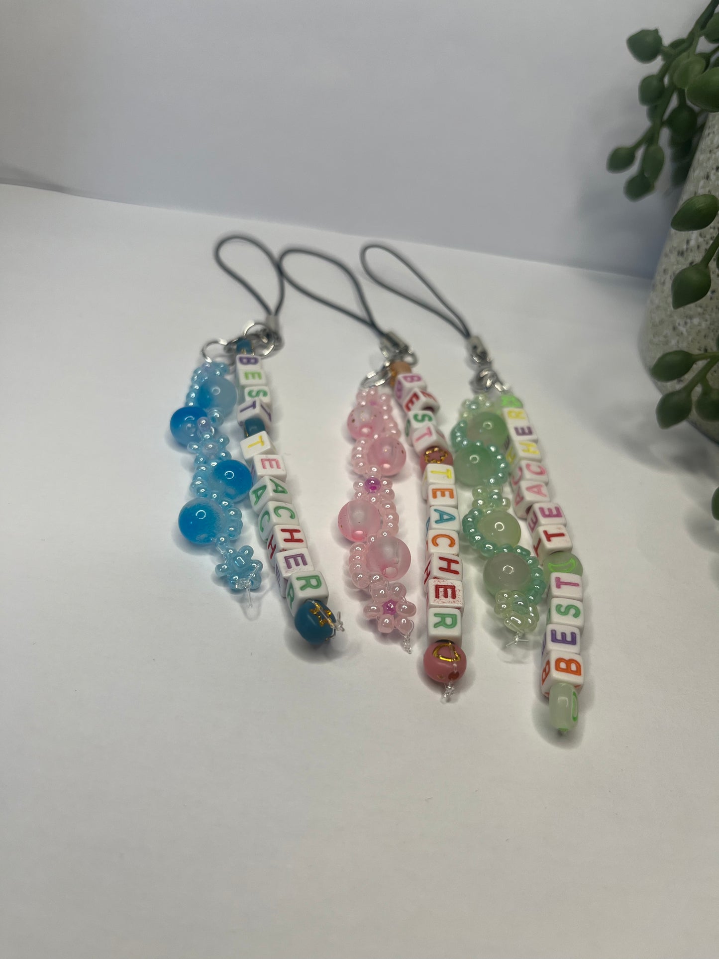 Best Teacher Beaded Phone Charm/ Key Rings