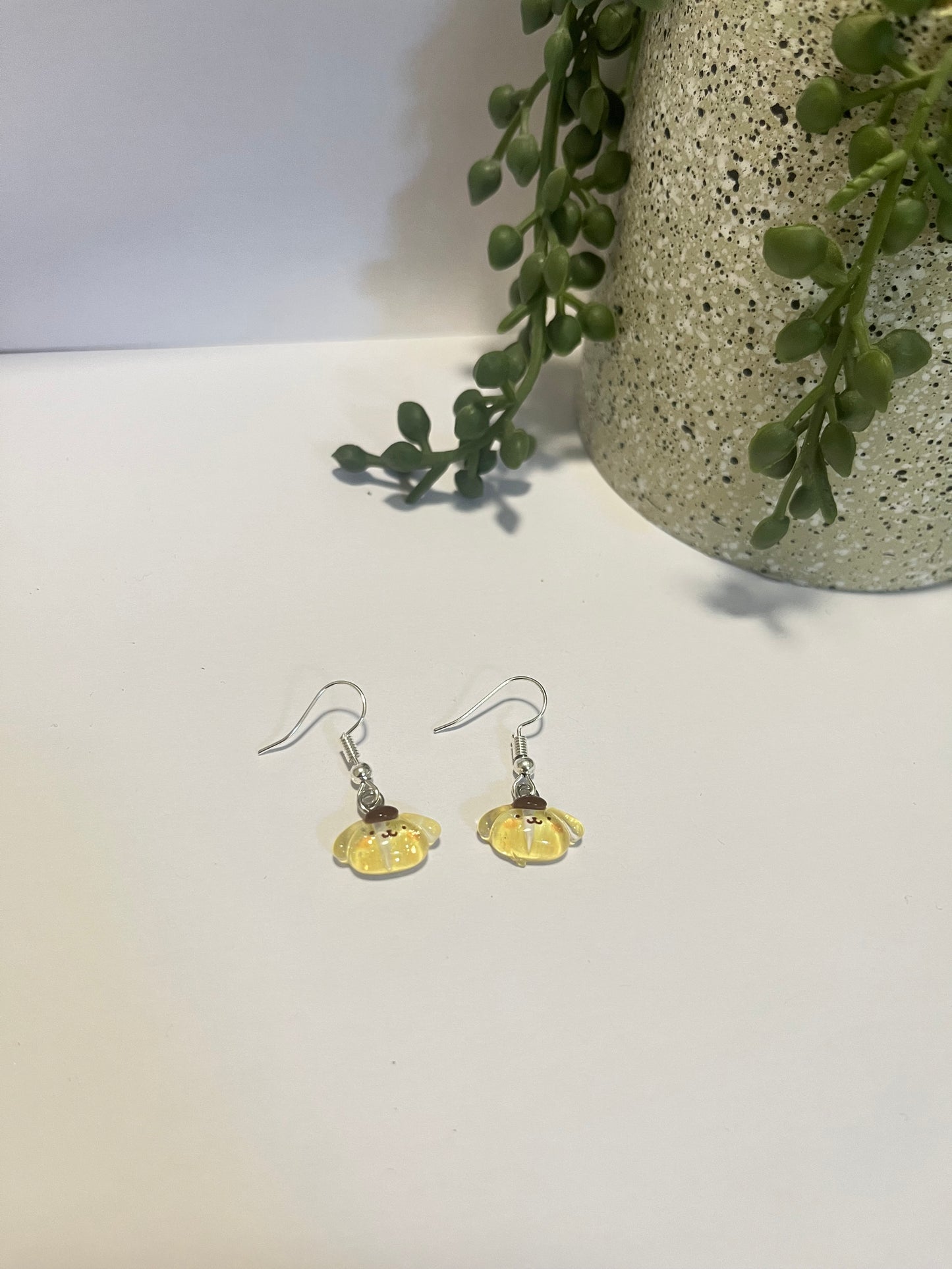 Golden Puppy Dangle Earrings