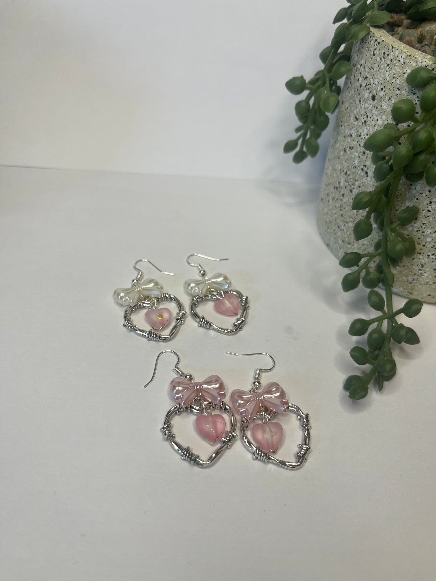 Fairycore Ribbon Hearts Dangle Earrings