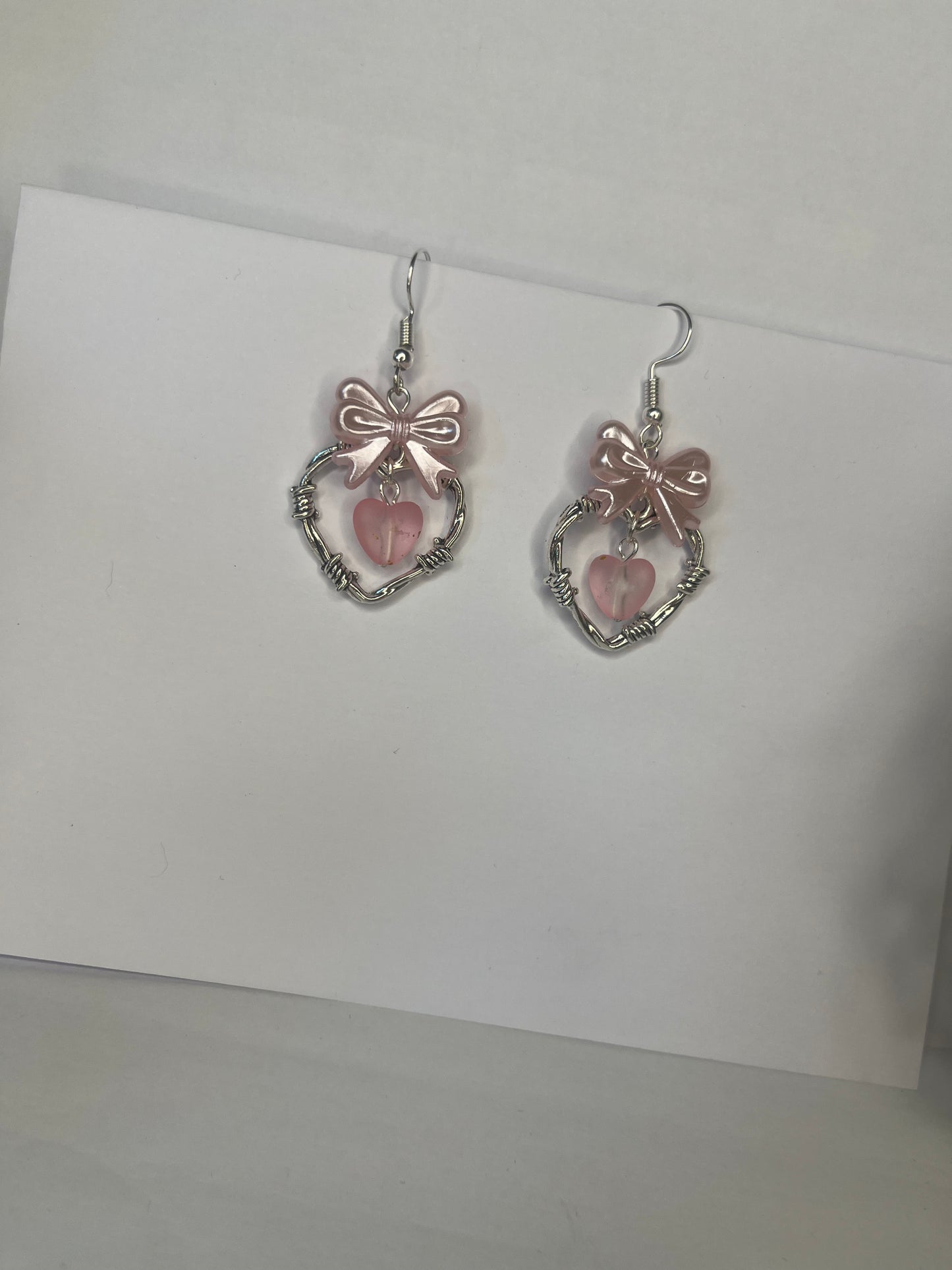Fairycore Ribbon Hearts Dangle Earrings