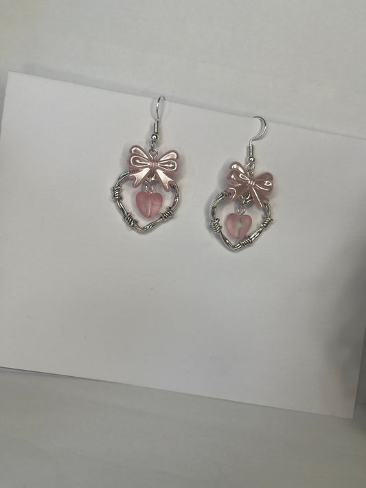 Fairycore Ribbon Hearts Dangle Earrings