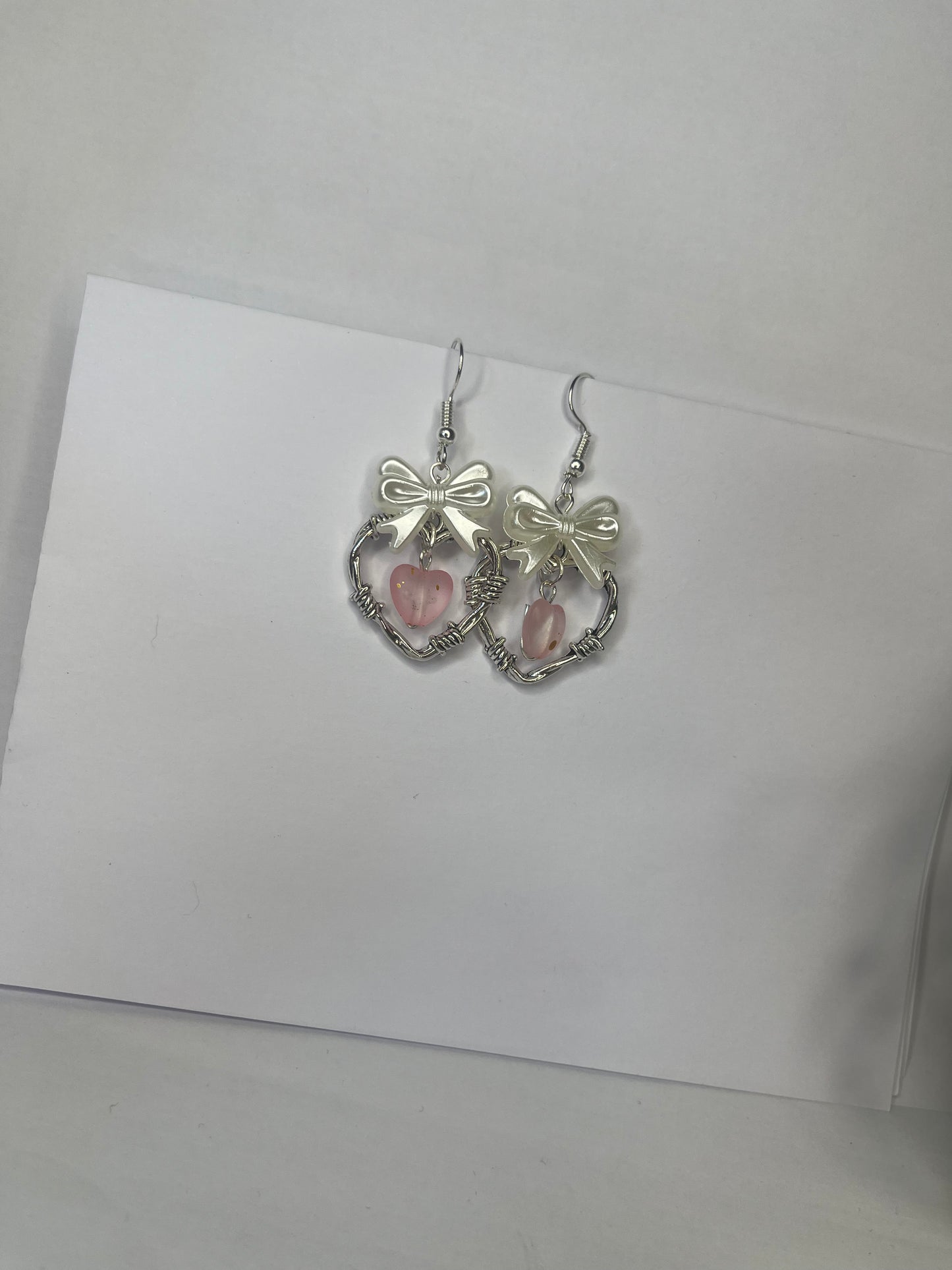 Fairycore Ribbon Hearts Dangle Earrings