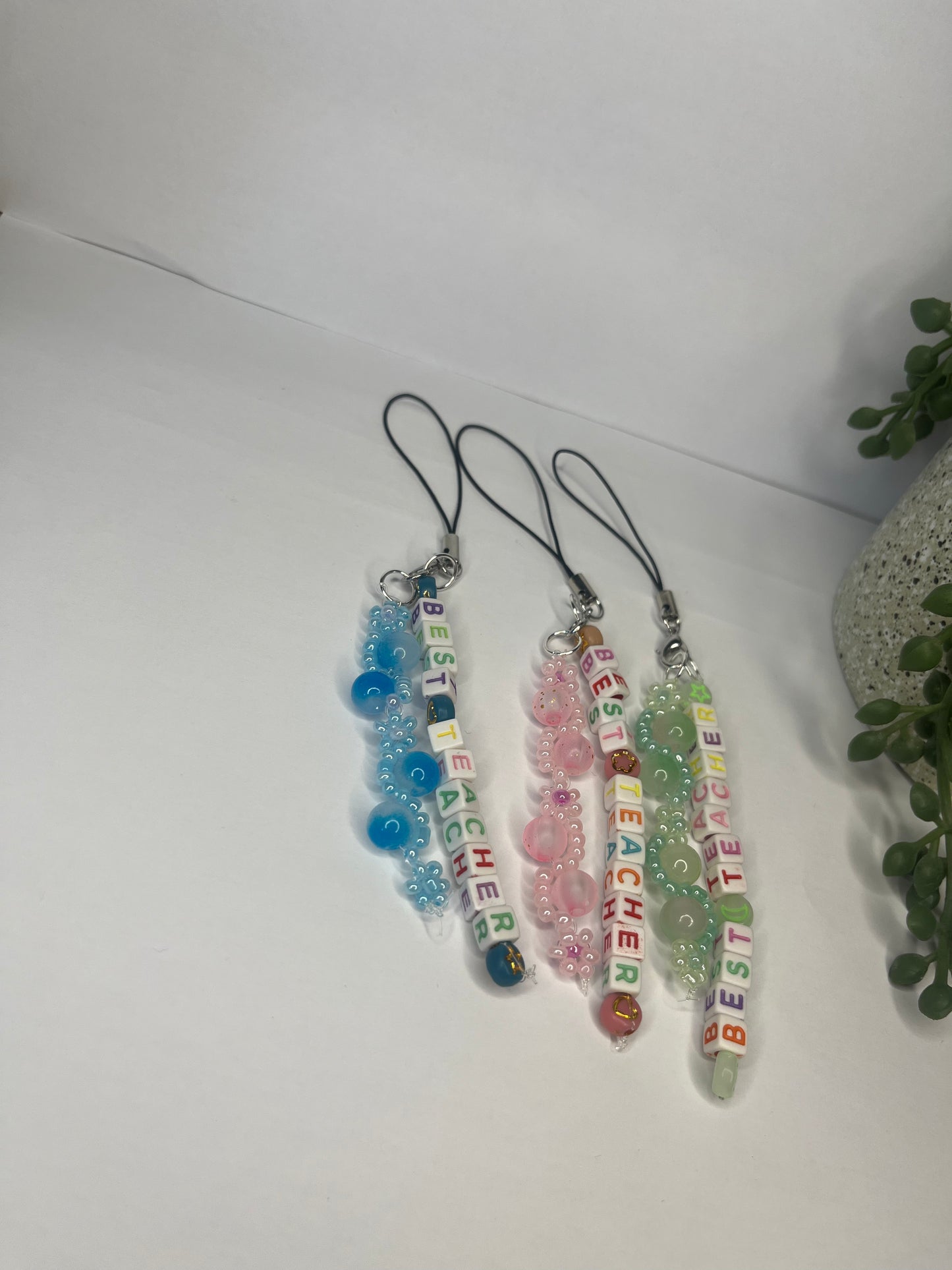 Best Teacher Beaded Phone Charm/ Key Rings