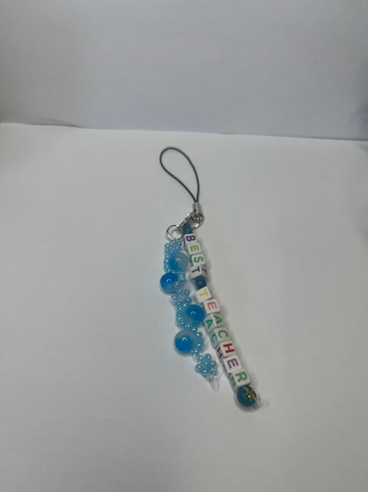 Best Teacher Beaded Phone Charm/ Key Rings