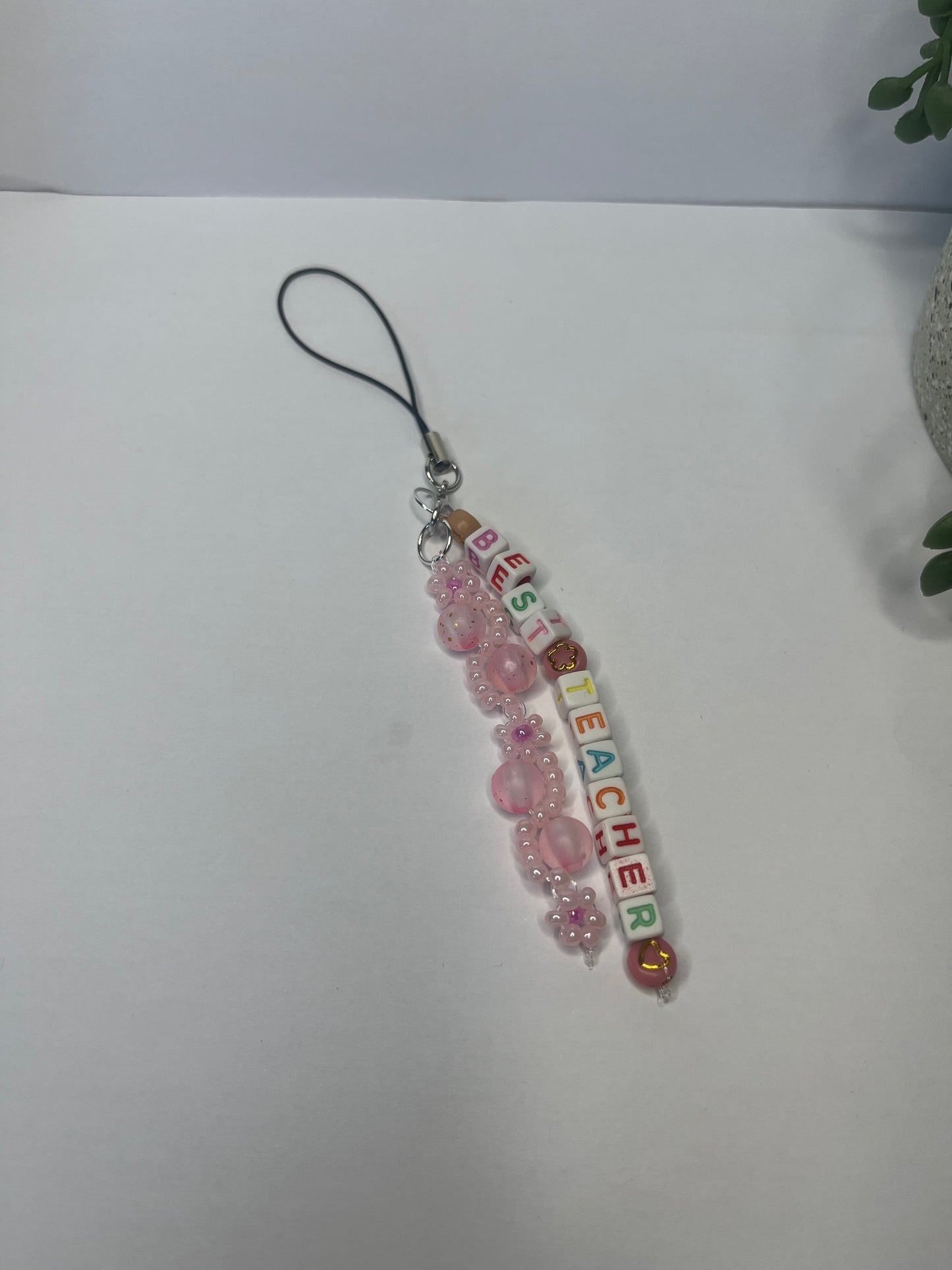 Best Teacher Beaded Phone Charm/ Key Rings