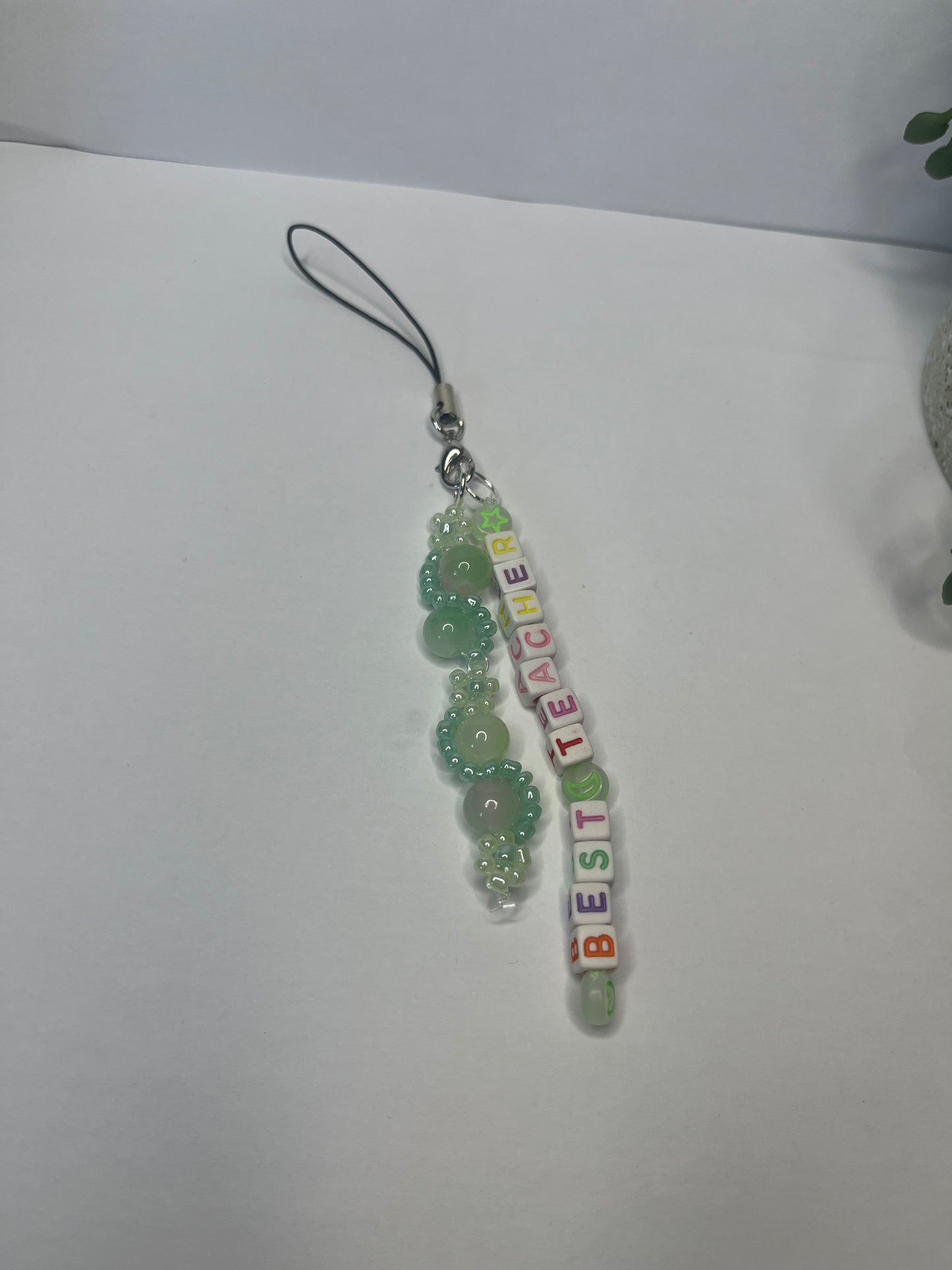Best Teacher Beaded Phone Charm/ Key Rings