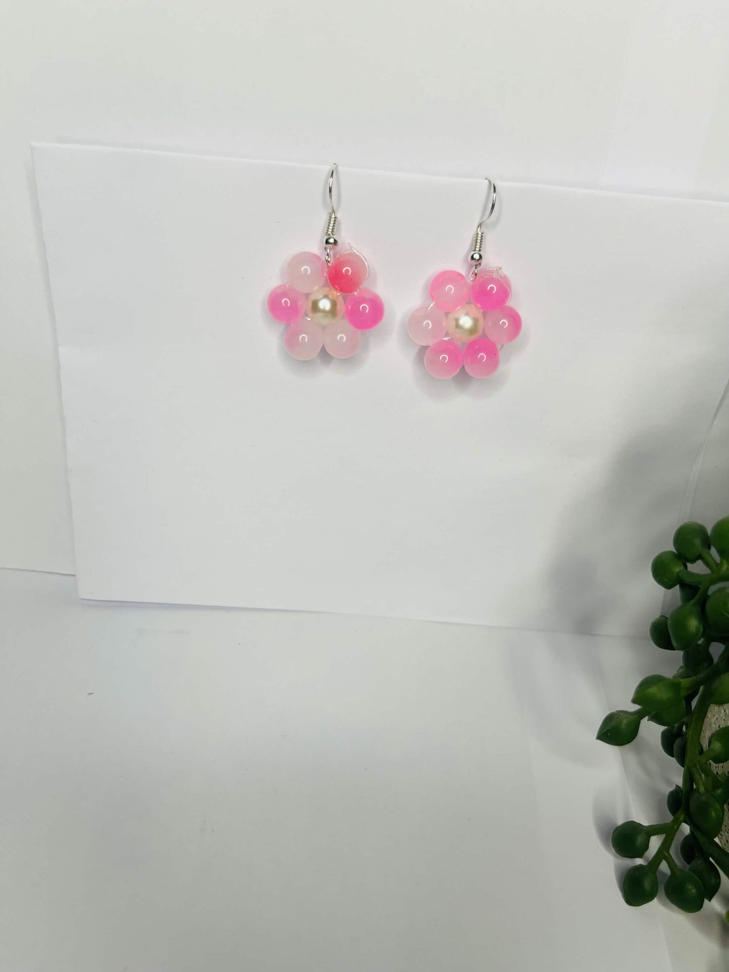 Beaded weaving flower dangle earrings