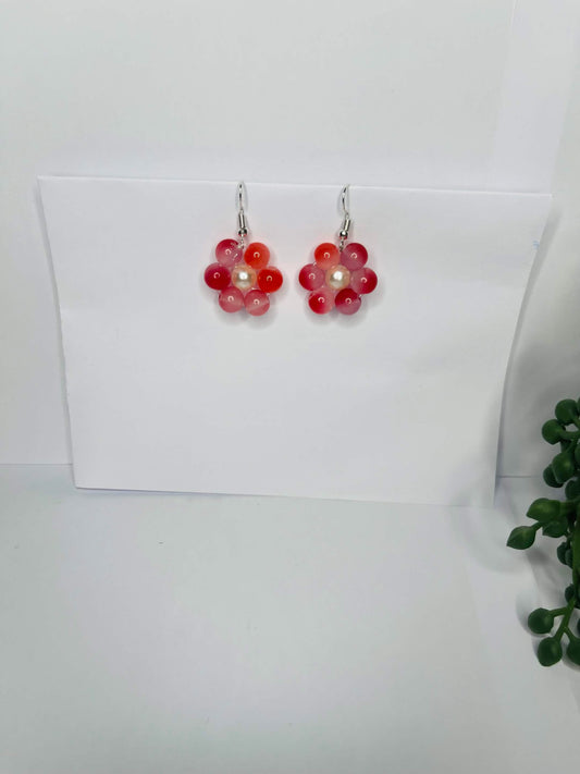 Beaded weaving flower dangle earrings