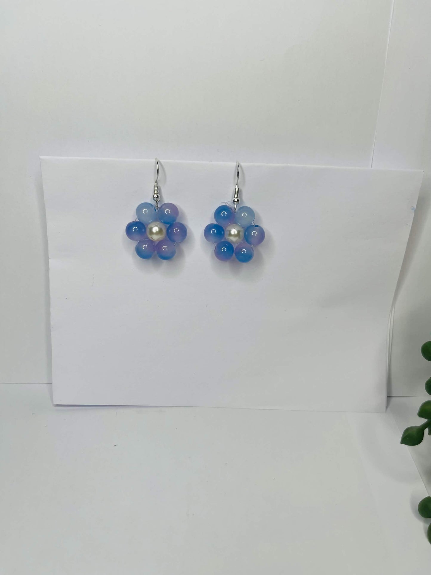 Beaded weaving flower dangle earrings