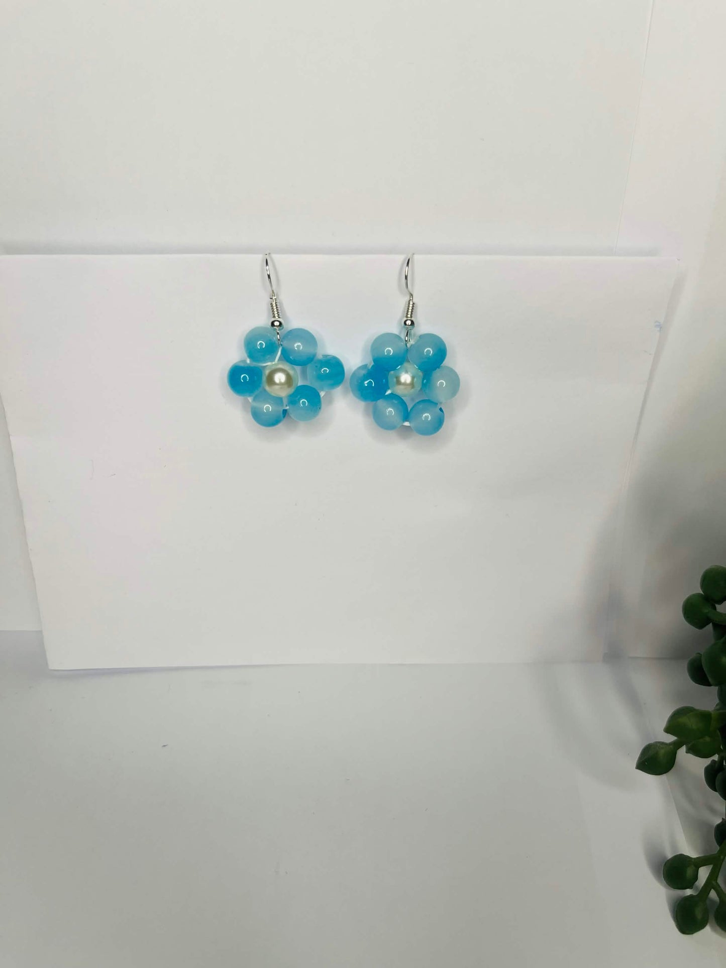 Beaded weaving flower dangle earrings